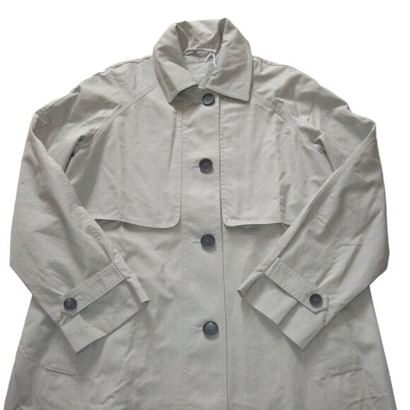 NWT Everlane The Long Mac Coat in Stone Light Khaki Twill Cotton Maxi Trench - Picture 4 of 9